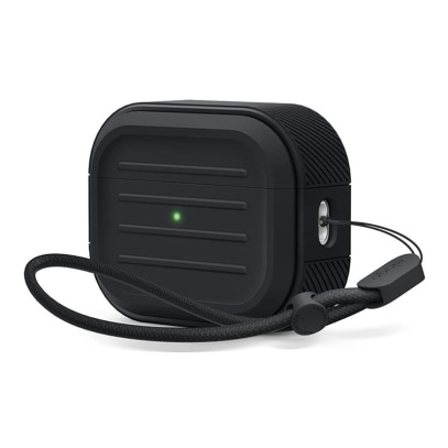 Чехол для AirPods Pro 2 (all) Elago EDC Armor TPU case with Round strap (EAPP2C-ARMOR+ROSTR-BK) Черный