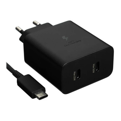Зарядное устройство Samsung Duo 50Вт 2 USB Type-C + кабель Type-C (1,8 м) (EP-T5020XWE-GEU) Чёрный