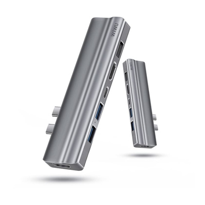 Хаб WiWU HDMI*2+USB3.0*2+USB2.0*1SD+TF+PD (T9) Серый