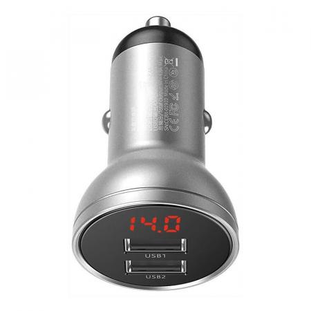 Автомобильное ЗУ 2xUSB Baseus Digital Display VCBXA-S (CCBX-0S) Серый