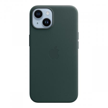 Чехол Leather Case MagSafe для Apple iPhone 14 «Forest Green» Зеленый