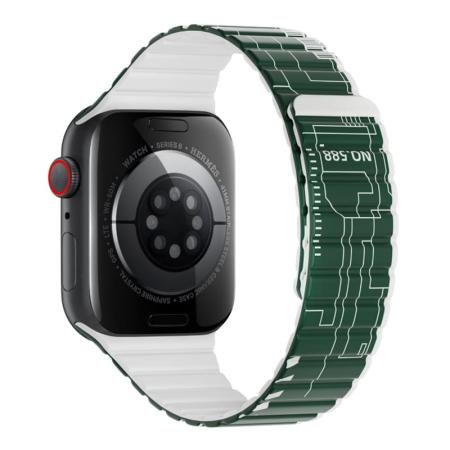 Магнитный силиконовый ремешок для часов iWatch на 42/44/45/49 мм WiWU Smart Magnetic Silicone (Wi-WB010) Green+Gray