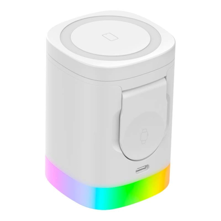 Беспроводная зарядная станция Deppa 3в1 MagSafe Tower Stand Q складная (23159) White, белый