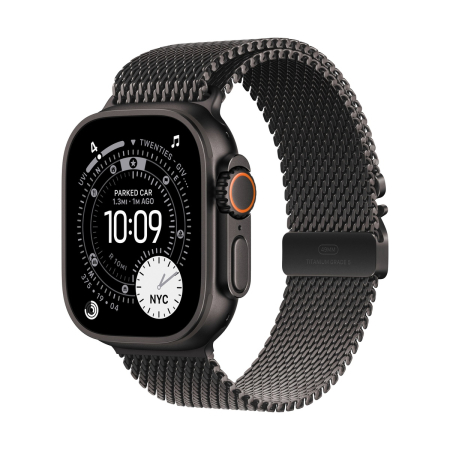 Apple Watch Ultra 3 (2025), 49 мм корпус из титана цвета «Black», ремешок Titanium Milanese Loop размера M цвета «Black»