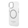 Чехол Guess для iPhone 14 с MagSafe PC/TPU Metal outline Hard (GUHMP14SHTRMS) Transparent/Silver Прозрачный