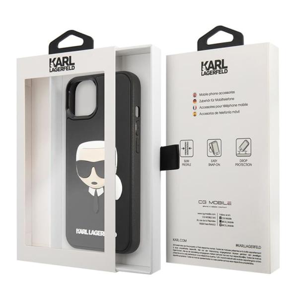 Чехол для iPhone 14 Karl Lagerfeld 3D Rubber Karl's head Hard (KLHCP14SKH3DBK) Черный