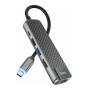 Type-C хаб hoco. для MacBook HDMI+USB3.0+USB2.0+RJ45+PD (HB23) Чёрный